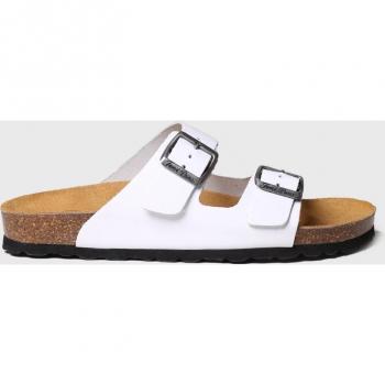 Sandalias planas de mujer de piel con hebillas