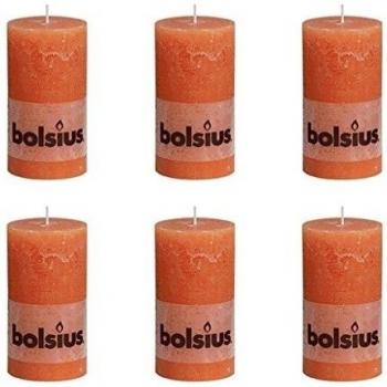 Bolsius Vela del Pilar Rústica 130 x 68 mm 6 Piezas Naranja