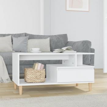 Mesa de centro madera contrachapada 90x49x45 cm Blanco, Negro, Blanco brillante Mesita de Salón o Comedor o Auxiliar Mesa de Café Meuble Salón