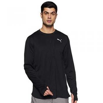 PUMA Ignite L/S tee Black T-Shirt, Negro, S Mens
