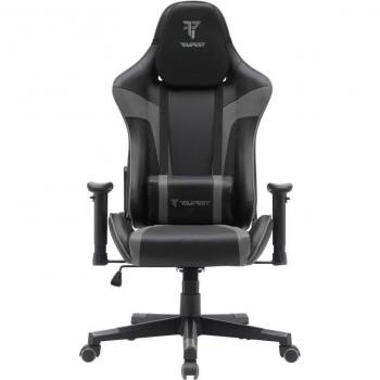Silla Gaming Tempest Conquer Gris con reposabrazos ajustables, base de metal resistente, acolchado ergonómico, ruedas suaves para movilidad y diseño moderno