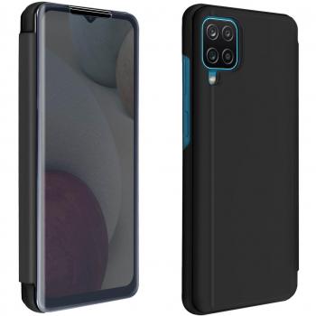 Funda Espejo Translúcida para Samsung Galaxy A12 con Soporte - Negro