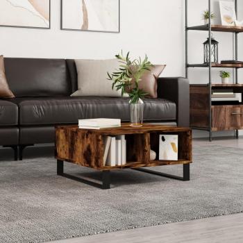 Mesa de centro de madera de ingeniería 60x60x30 cm en color blanco y negro, brillante, para salón o comedor, mesa auxiliar o de café; también disponible en roble ahumado