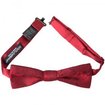 Dolce & Gabbana Red Brocade Silk Adjustable Neck Men Bow Tie