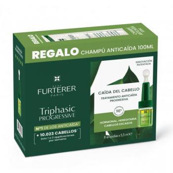 René Furterer Triphasic Progressive Anticaída Tratamiento Concentrado 8 Ampollas de 5.5ml con Champú Regalo 100ml