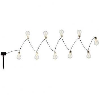Cadena de luces LED solares metálicas 33708-10 plata con 10 bombillas para exteriores