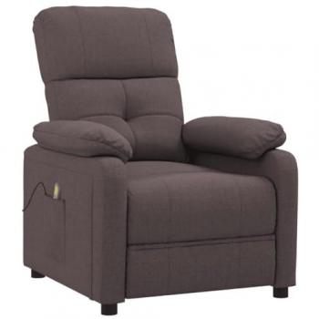 Sillón de masaje eléctrico tela marrón oscuro reclinable vidaXL