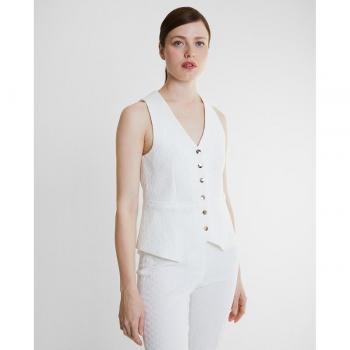 Chaleco de vestir de mujer jacquard con botones