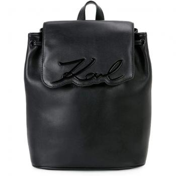 Karl Lagerfeld Zaino Signature in pelle nera con logo in metallo