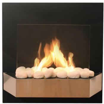 Chimenea de etanol mural color negro y plateado con cristal templado CBAF21 Purline