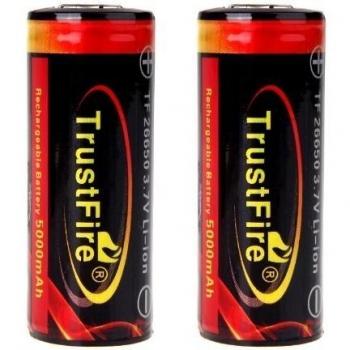 Trustfire alta calidad 2pcs 26650 3.7v 5000mAh recargable de ion de litio con PCB Protegida Junta