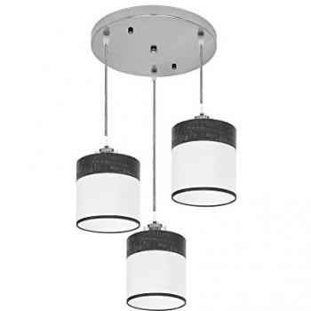 Plafón Cloe 3xE27 Cromo/Blanco-Madera Negra 42x42 cm