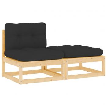 2-Piece Garden Lounge Set with Cushions Solid Pine Wood