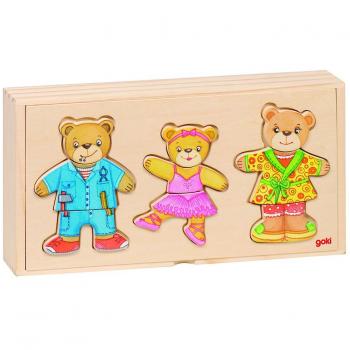 Puzzle de Madera Familia de Osos con 36 Piezas y Tiradores - Goki Basic