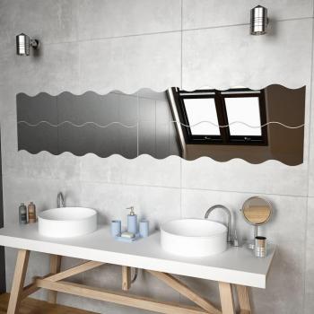 vidaXL Wall Mirrors 4 pcs 100x23 cm Wave Glass