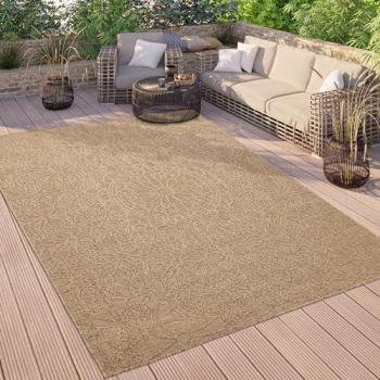 Alfombra Paco Home Rimini 411, Rectangular, 4 mm de Altura, Tejido Plano, Colores Sólidos, Efecto Alto-Bajo, Adecuada para Interior y Exterior, Tamaño: