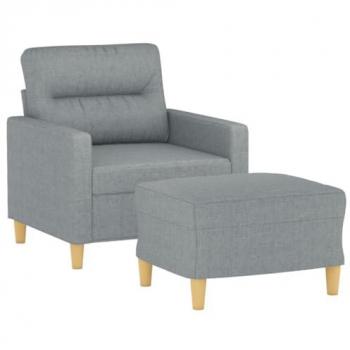 Sillón con Taburete Tela Gris Claro 60 cm Vidaxl