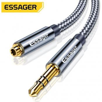 Cable de extensión para auriculares Essager Jack 3.5 mm, cable auxiliar audio hembra splitter, extensor de altavoz para adaptador de auriculares 1M