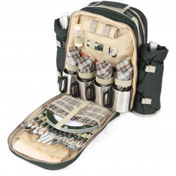 Greenfield Collection Super Deluxe - Mochila de picnic para cuatro personas, color verde bosque