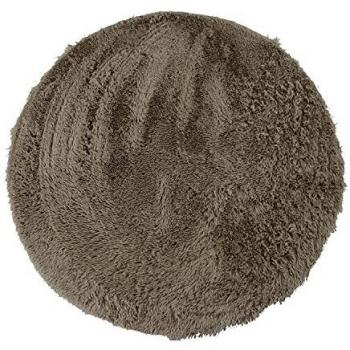 Alfombra Redonda Lavable de Pelo Largo Extra Suave Taupe Ø 160 cm - Neo Yoga