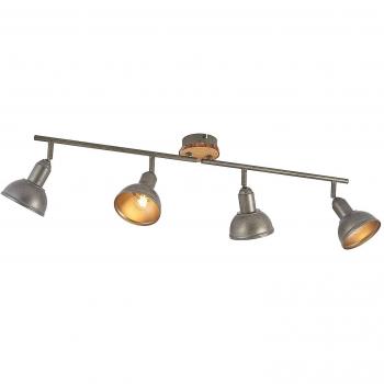 Lindby Nesrin Plafón de Techo con Disco de Madera, 4 Luces E14, Diseño Tradicional en Gris, Fabricado en Metal para Salón y Comedor