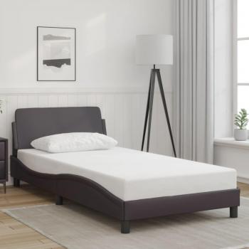 Estructura de cama con cabecero de piel sintética crema 100x200 cm