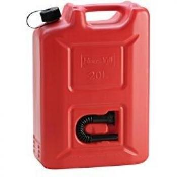 Bidón de gasolina Profesional 20L Rojo con homologación UN y accesorios negros