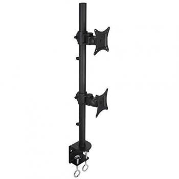 Techly Dual Desk Mount for 2 Monitors 13-27 Inch, Black, Adjustable up to 20kg