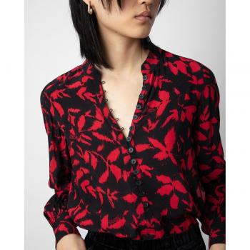 Zadig & Voltaire Women's Twina Long Sleeve Printed Blouse - Red Noir - Size M