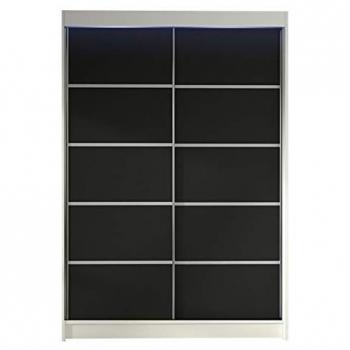 Armario Atlanta 150, Blanco y Negro, 200x120x58cm, Puertas Correderas, Iluminación LED