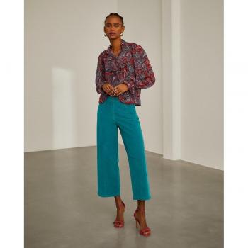 Pantalón ancho de mujer cropped de pana Verde Petróleo Lion of Porches