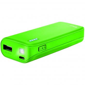 Cargador Portátil Trust Urban Primo PowerBank 4400 - Batería Externa de 4400mAh con Puerto USB, Función Linterna y Cable MicroUSB Incluido, Color Neón Verde