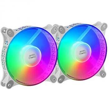 Mars Gaming MF-DUO, Kit 2 Ventiladores FRGB Rainbow 360°, Ultra-silencioso, Doble Conexión 3PIN + 4PIN