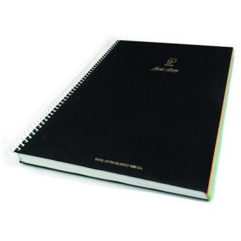 CUADERNO FIRST CLASS A4 TAPA NEGRA FORRADA MICROPERFORADO 120H 100GR 4 TALADROS 5X5 BANDA 5 COLORES PACSA