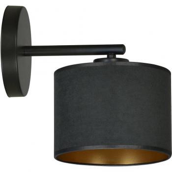 Aplique de pared EMIBIG LIGHTING Jari con pantalla textil negra y dorada, 1x E27