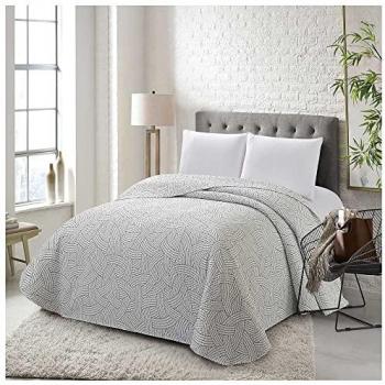 Colcha Bouti Primavera-Verano Salinas Gris Hipoalergénica de Poliéster para Cama de 150 (250x270 cm) con Relleno Ligero 100 gr/m²