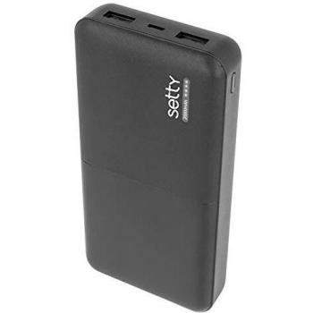 Power Bank Setty 20000 mAh con 2 Puertos USB - Negro