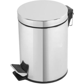 Papelera de Acero Cromado 5 Litros para Baño, Diseño Compacto