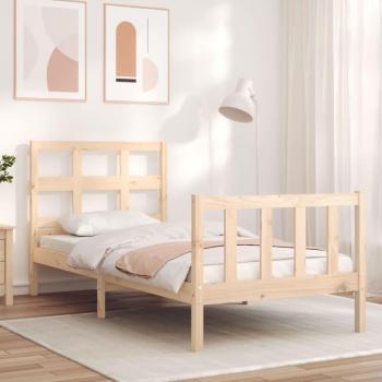 Cabecero único redondo Waistbed en madera maciza con estructura de cama, color marrón