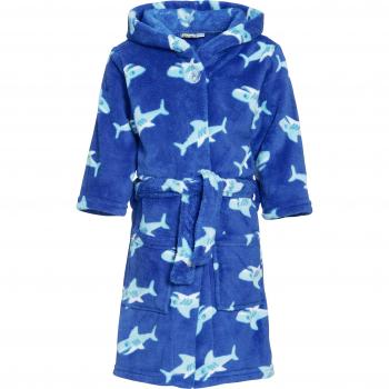 Playshoes Unisex Kids Fleece bathrobe shark Homewear bathrobe, Blue