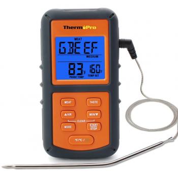 ThermoPro TP-06s Termómetro digital de cocina para Carne, Horno, Parrilla, Ahumador, Barbacoa, con Temporizador y Temperatura de alarma