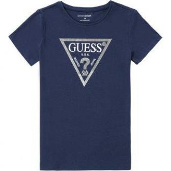 GUESS Girls' Foil Print Logo Organic Cotton Short Sleeve T-Shirt