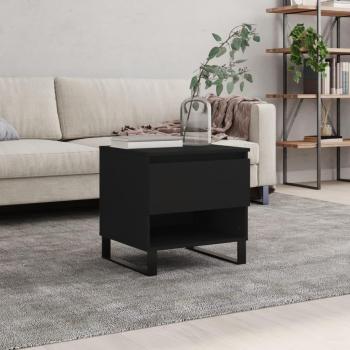 Mesa de centro de madera de ingeniería 50x46x50 cm en color blanco y negro, mesa auxiliar para salón o comedor, modelo vidaXL