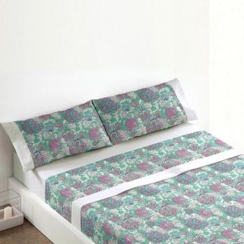 Burrito Blanco - Juego  de sábanas 406 Verde para cama de 150 x 190/200 cm.