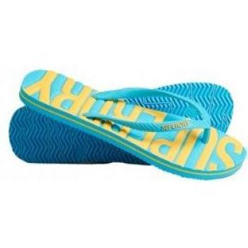 Chanclas Superdry para mujer, veganas, logotipo Vintage Logo azul y amarillo, talla S