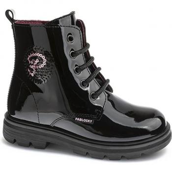 Botas de niña Pablosky 425419p en piel con cordones y cremallera