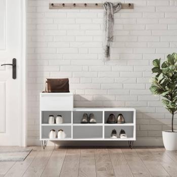 Zapatero blanco de madera contrachapada 102x36x60 cm