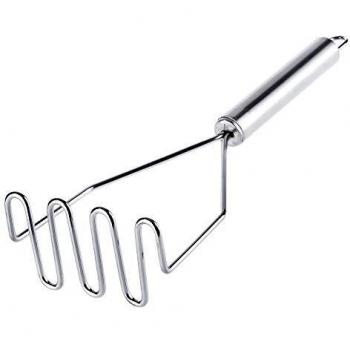 Kadax - Machacador de Patatas y Vegetales de Acero Inoxidable, 25 cm, con Mango Ovalado