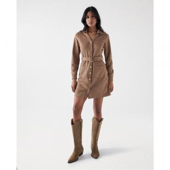 Vestido corto de ante con cinturón