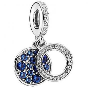 Pandora Sparkling Blue Disc Silver Charm with Zirconia